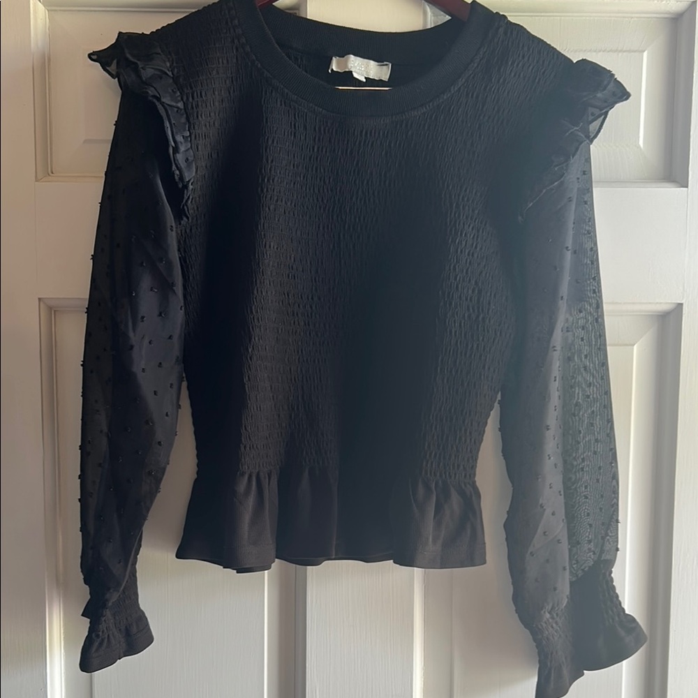 Elegant Black Ruffle Sleeve Top